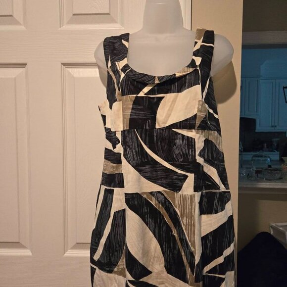 Weekend Max Mara Sleeveless Cotton Printed Geometric Shift Dress Size 12 - Picture 5 of 16